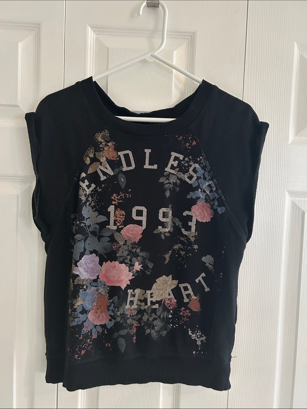 Pilcro Black Floral Graphic Muscle Tee